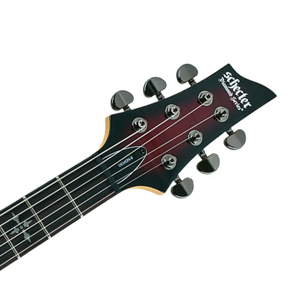 Schecter 3245 DEMON-6 Flamed Maple TOP in Crimson Red Burst – CASA