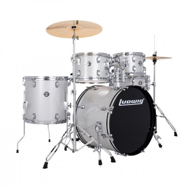 Ludwig LC19015DIR Set de bateria Accent Fuse 5pcs con atriles, platillos, pedal y asiento - SILVER SPARKLE