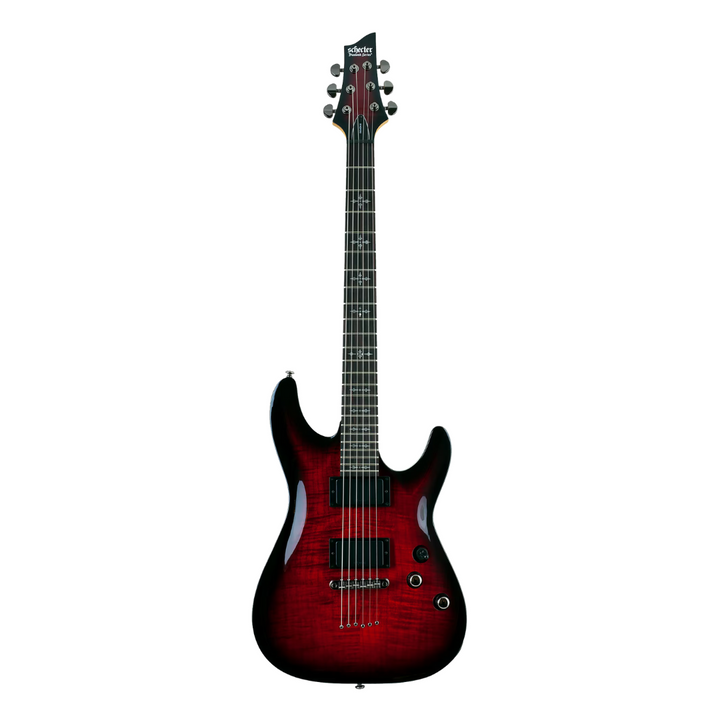 Schecter 3245 DEMON-6 Flamed Maple TOP in Crimson Red Burst