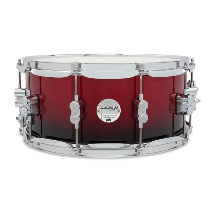 PDP PDCM6514SSRB Concept Maple Red To Black Fade Tarola 6.5x14" HW