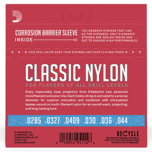 D’Addario EJ27H Classic Cuerdas de Nylon para guitarra Student Classical Hard Tension
