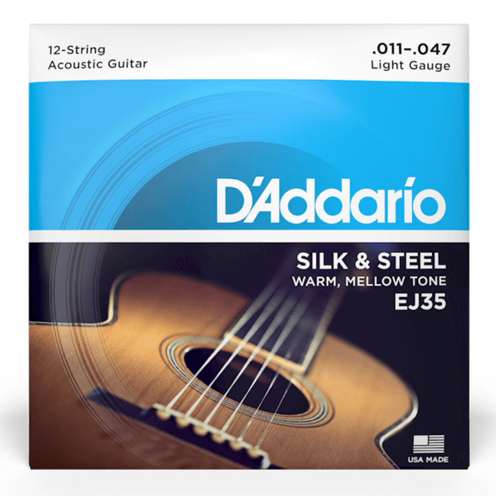 D’Addario EJ35 Silk & Steel Cuerdas de metal para guitarra de 12 cuerdas Tension Baja 11 - 47