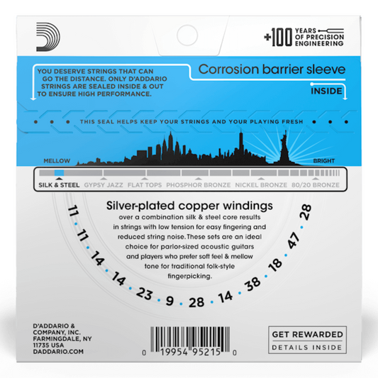 D’Addario EJ35 Silk & Steel Cuerdas de metal para guitarra de 12 cuerdas Tension Baja 11 - 47