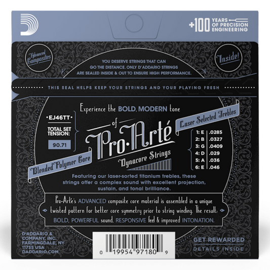 D'Addario EJ46TT Pro-Arte Titanium Cuerdas de Nylon de guitarra Tension Dura