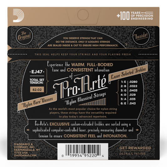 D'Addario EJ47 Pro-Arte 80/20 Bronze Cuerdas de Nylon para guitarra Tension Normal