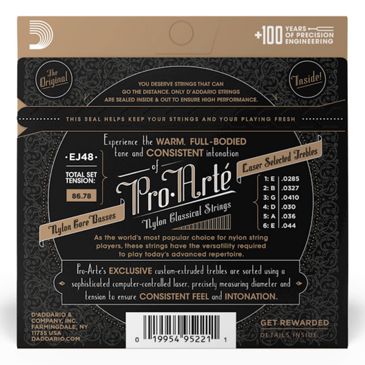 D'Addario EJ48 Pro-Arte 80/20 Bronze Cuerdas de Nylon para guitarra Tension Dura