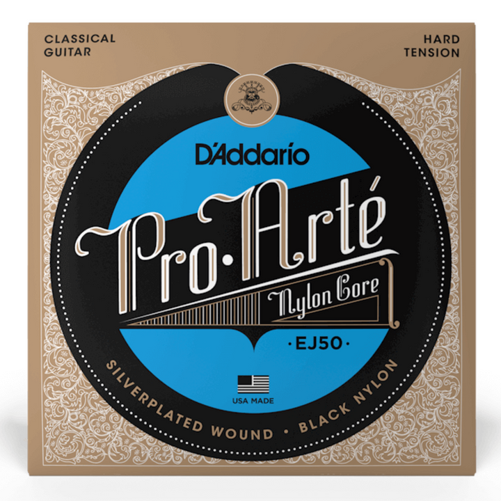 D'Addario EJ50 Pro-Arte Black Nylon Cuerdas de Nyon para Guitarra Tension Dura