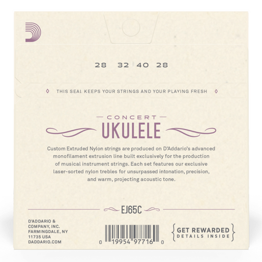 D'Addario EJ65C Juego de Cuerdas de Nylon para Ukelele Concierto