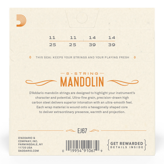 D’Addario EJ67 Juego de Cuerdas para mandolina de 8 cuerdas Tension Media