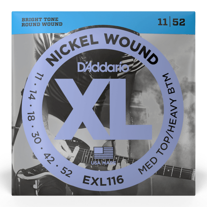 D'addario EXL116 XL Cuerdas para Guitarra Electrica calibre 11 - 52 Medium Top / Heavy Bottom