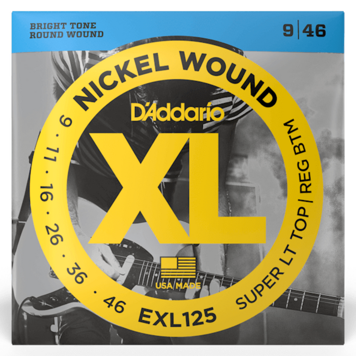 D'addario EXL125 XL Cuerdas para Guitarra Electrica calibre 09 - 46 Super Light Top/Regular Bottom