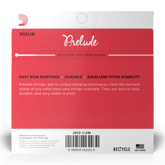 D'addario J810 1/2M Prelude Juego de cuerdas para Violin 1/2 Tension media