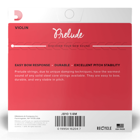 D'addario J810 1/4M Prelude Juego de cuerdas para Violin 1/4 Tension media