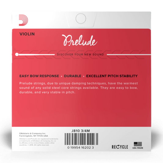 D'addario J810 3/4M Prelude Juego de cuerdas para Violin 3/4 Tension media