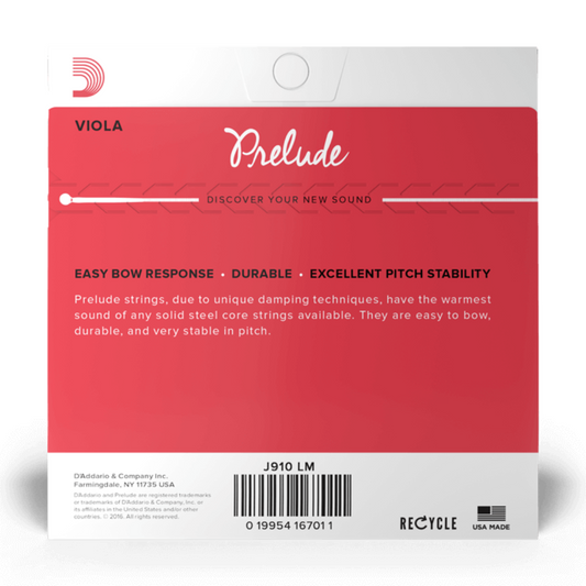 D'addario J910 LM Prelude Juego de cuerdas de Viola 16" a + Escala larga tension media