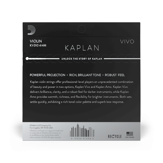 D’Addario KV310 4/4M Juego de cuerdas para violín Kaplan Vivo Tensión media