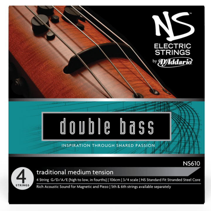 D'Addario NS610 NS Electric Tradicional Juego de cuerdas para contrabajo Electrico 3/4 tension Media