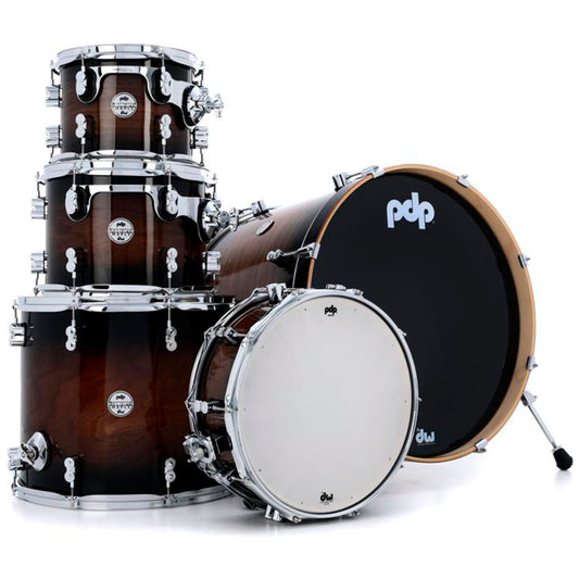 PDP PDCMX2215WC Concept Maple Exotic Shell Pack - 5 Piezas - Charcoal burst over walnut