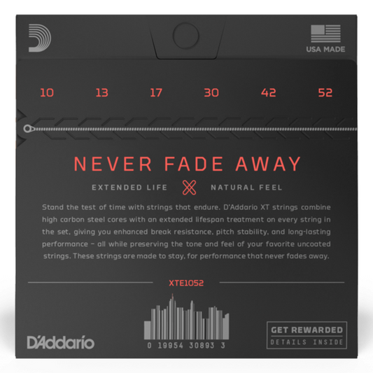 D’Addario XTE1052 XT Cuerdas para Guitarra Electrica Calibre 10-52 Light Top/Heavy Bottom