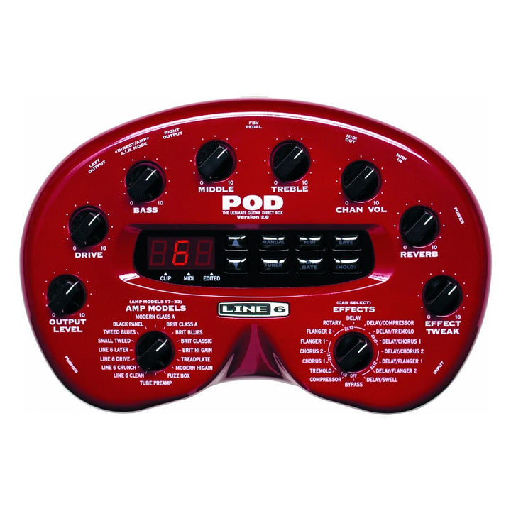 Line 6 99-062-0402 POD 2.0 Procesador de multiefectos de Guitarra + Atril 98-030-0045